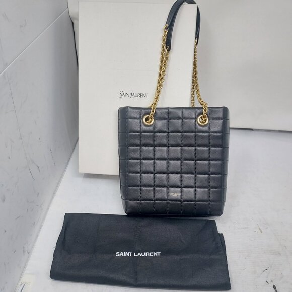 YSL Yves Saint Laurent Matelasse Carre Mini Quilted Black Bag - Picture 1 of 8